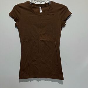 Rosio Salt Tree Women's Brown Crew Neck Cotton Blend Fitted T-shirt Small NWT